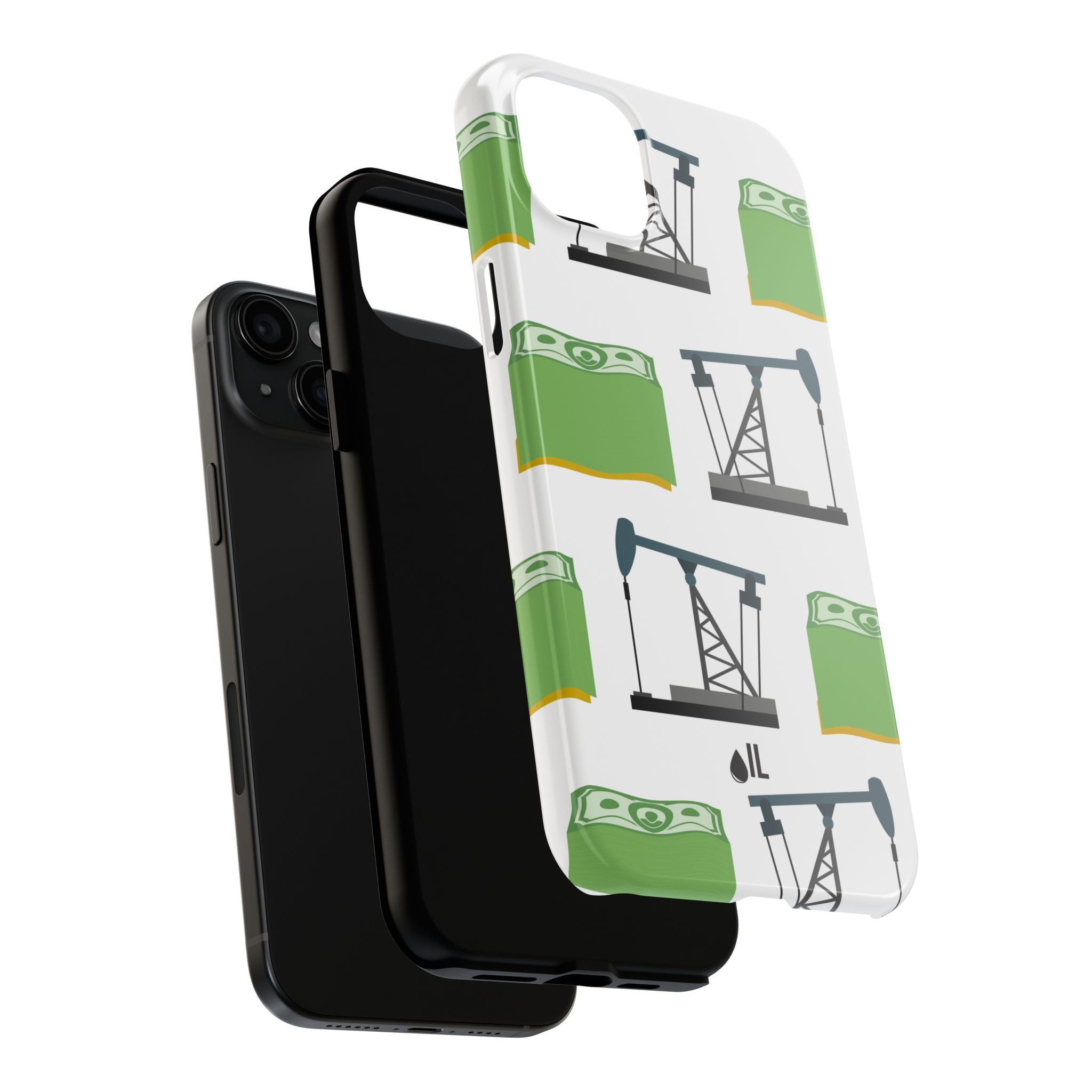 Pumpjack and Money Tough Phone Case (White)